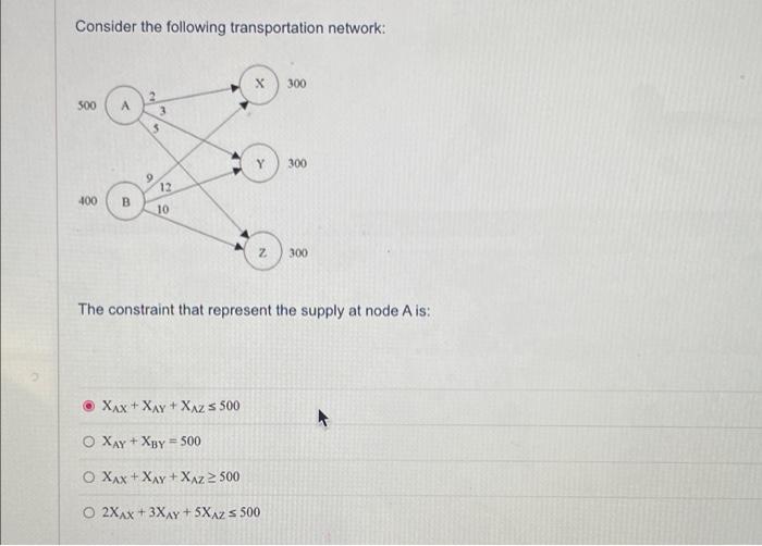 Consider the following transportation network: