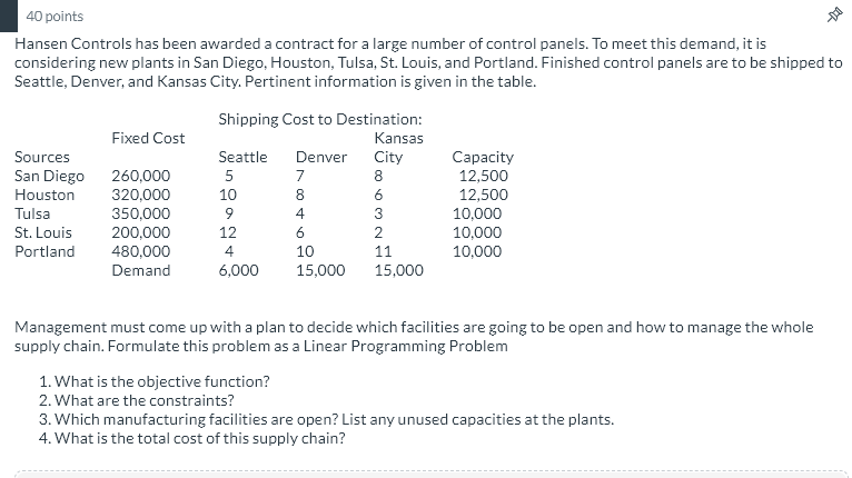 Please show the excel working Hansen Controls has