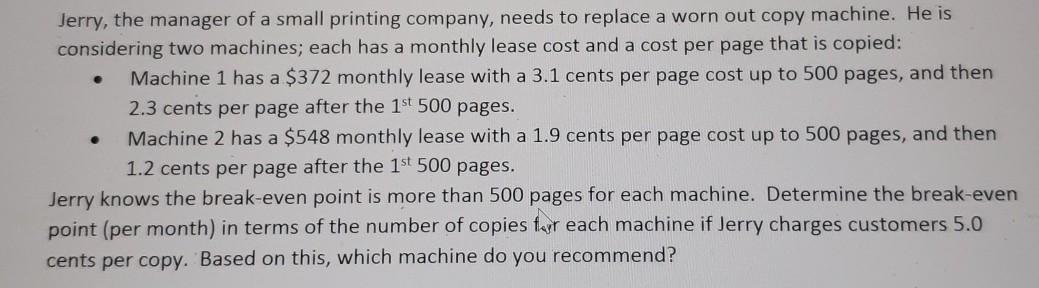 please solve on excel using solver. Jerry, the
