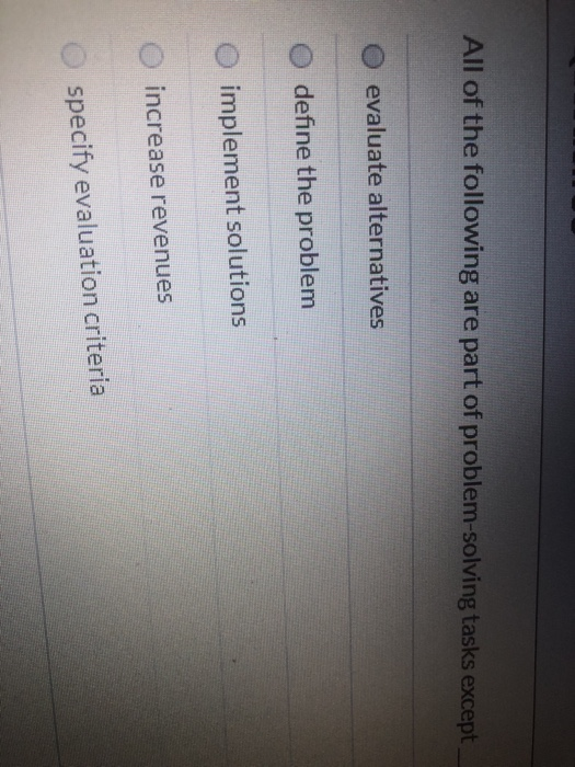 all of the following are part of problem-solving