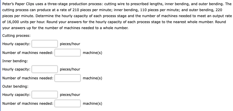 Peter's Paper Clips uses a three-stage production
