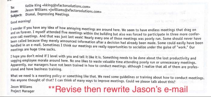 To: From: Kellie King Jason Williams Subject: