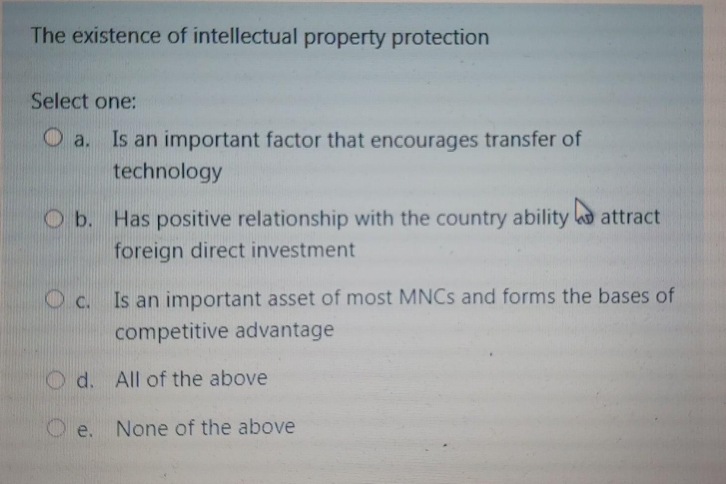 19 The existence of intellectual property