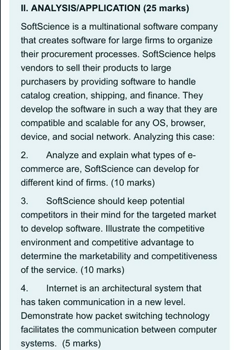 II. ANALYSIS/APPLICATION (25 marks) SoftScience