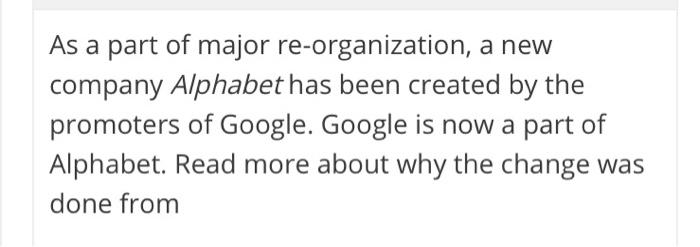 As a part of major re-organization, a new company