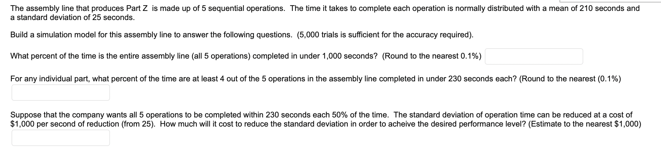 The assembly line that produces Part Z is made up
