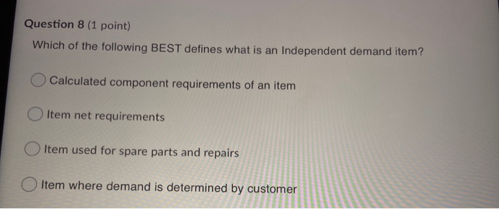 Question 6 (1 point) Saved Which of the following