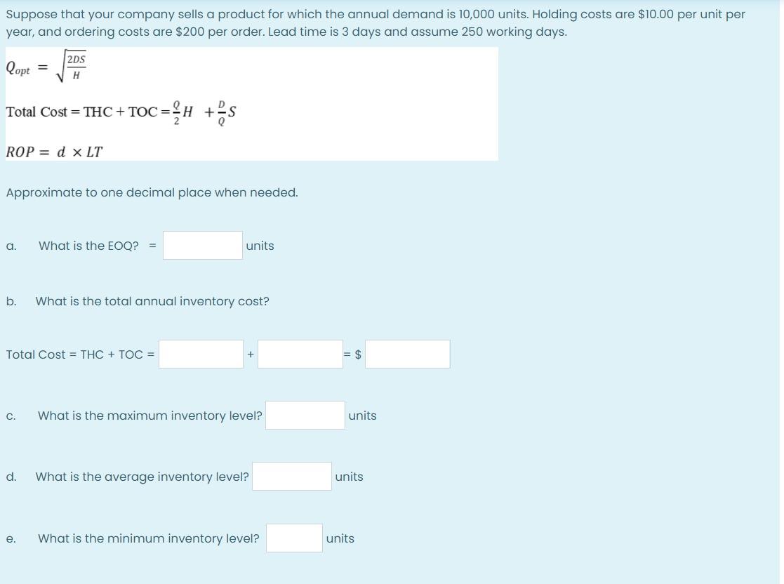 Suppose that your company sells a product for