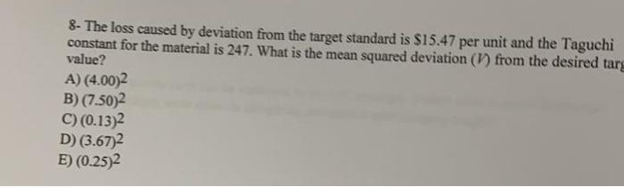 8- The loss caused by deviation from the target