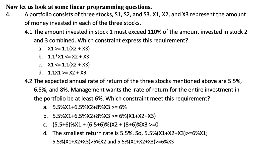 please answer 4.2 Now let us look at some linear