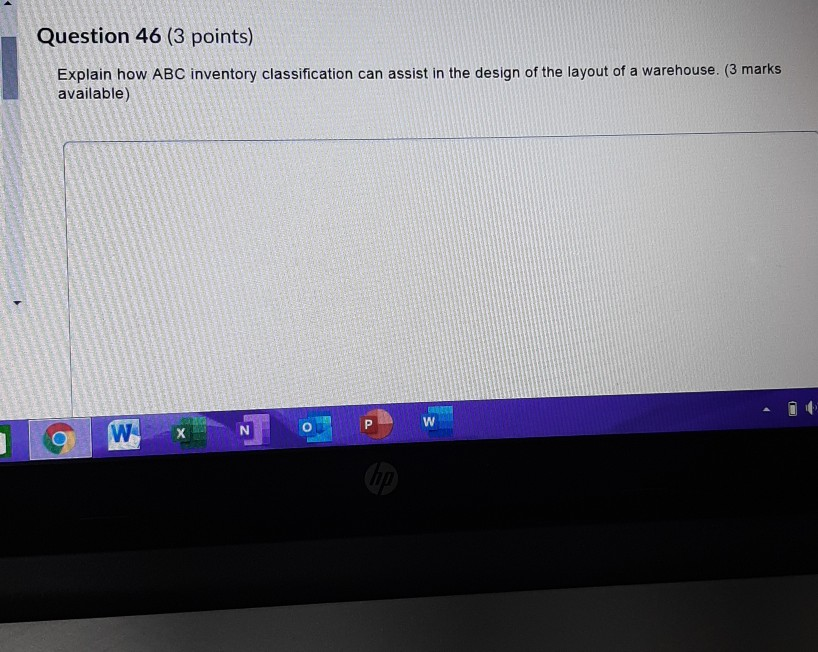 Warehouse management 2 Question 46 (3 points)