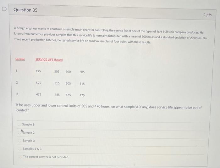 D Question 35 4 pts A design engineer wants to