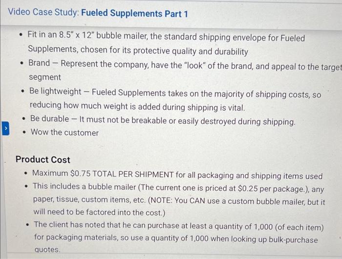 Case: Fueled Supplements Part 1 (Packaging) Case