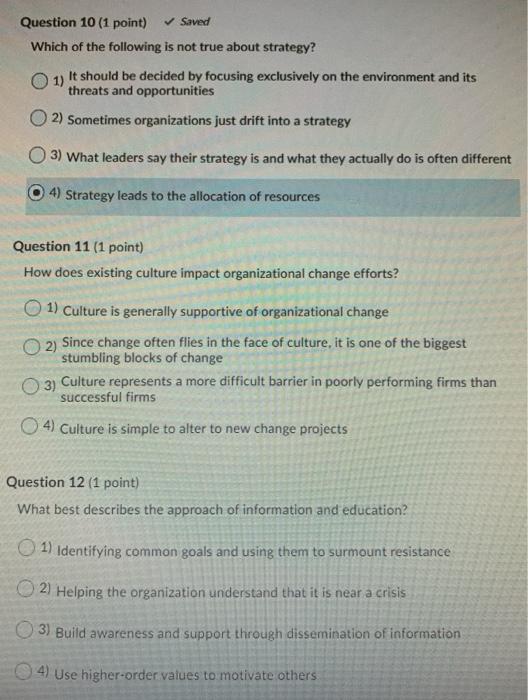 Question 10 (1 point) Saved Which of the