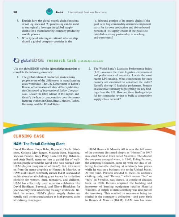 10. Read the closing case on H&M (on the textbook