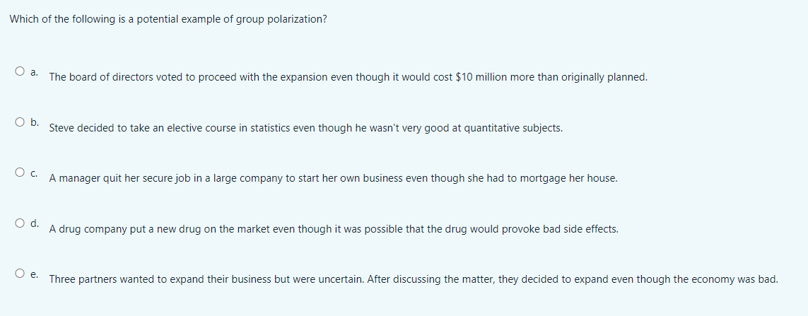 Which of the following is a potential example of