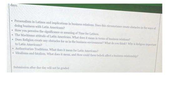 days. Personalism in Latinos and implication in