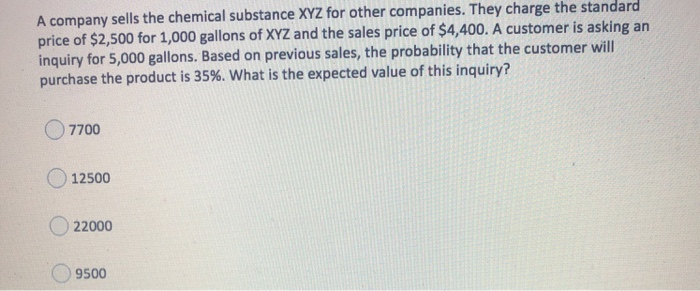 A company sells the chemical substance XYZ for