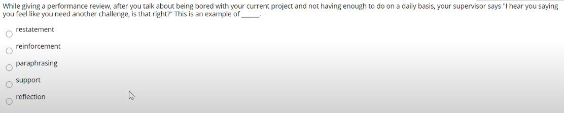 While giving a performance review, after you talk