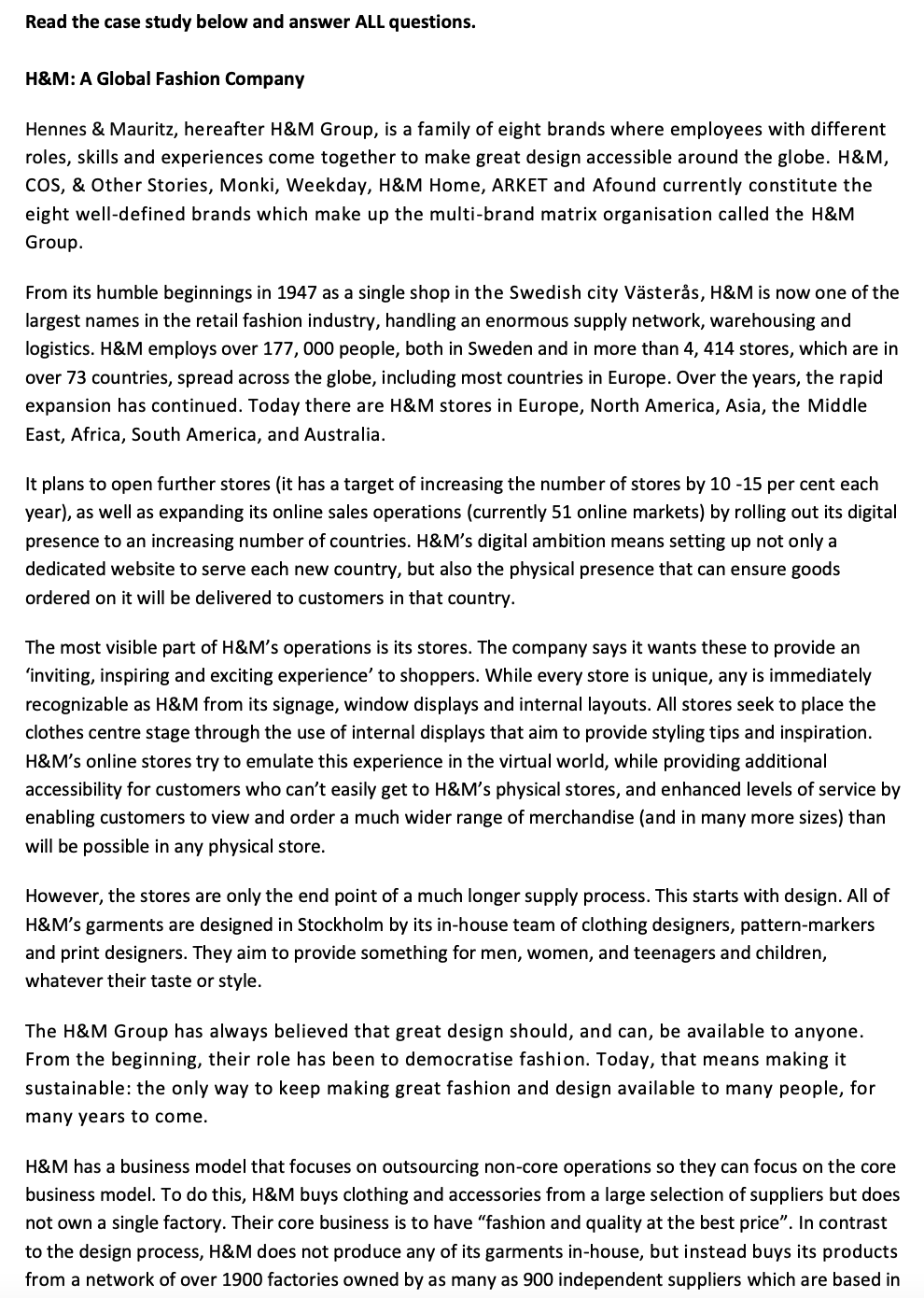 Question 1 Drawing on the operations management