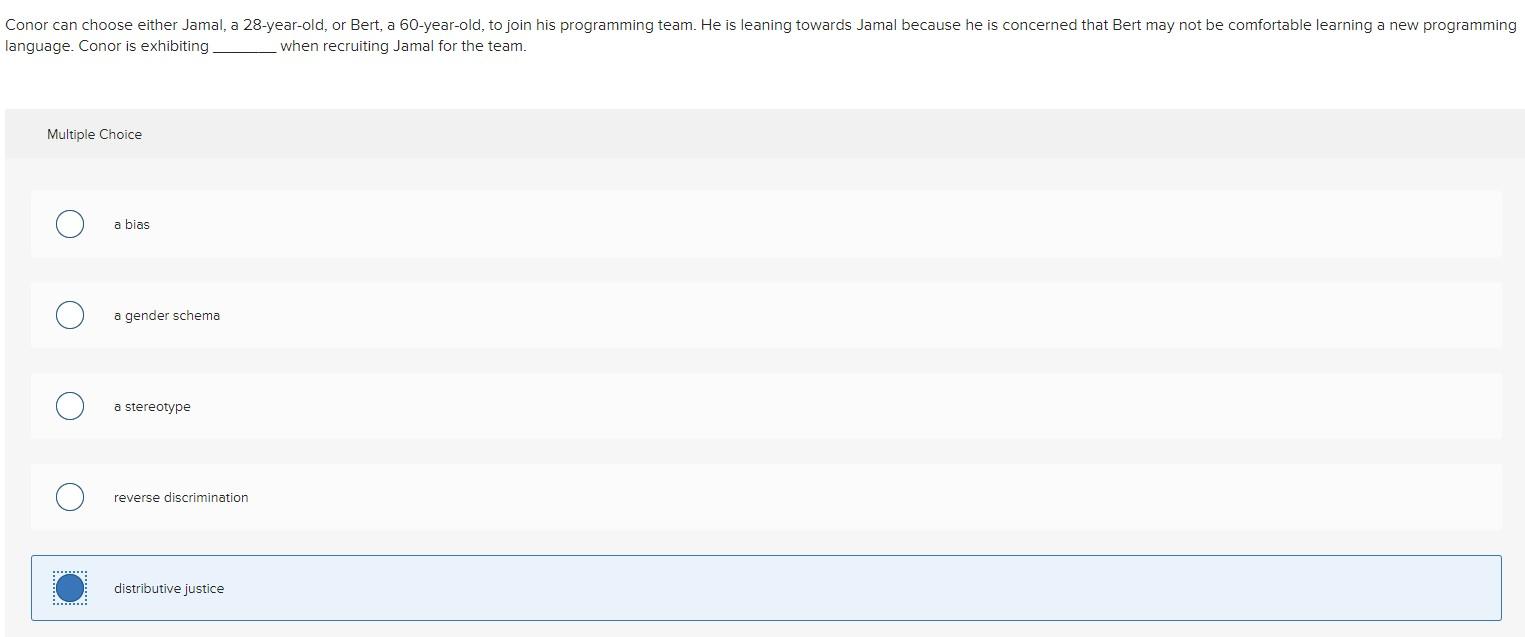 Conor can choose either Jamal, a 28-year-old, or