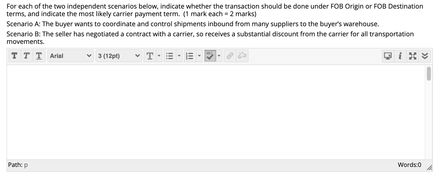 For each of the two independent scenarios below,