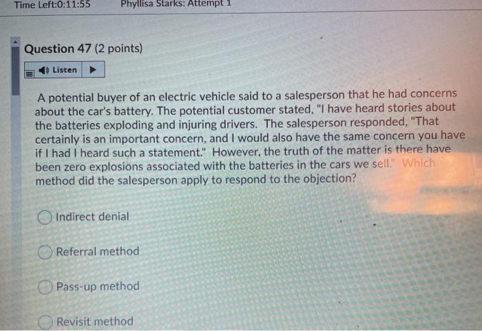 Time Left:0:11:55 Phyllisa Starks: Attempt 1