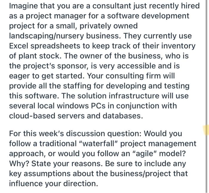 Imagine that you are a consultant just recently