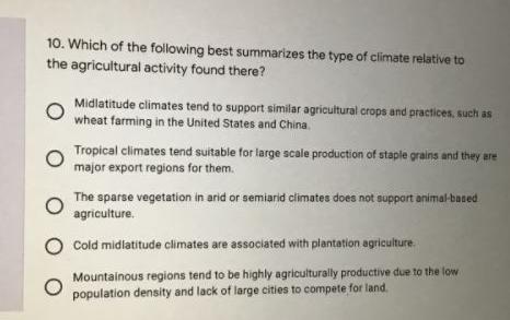 10. Which of the following best summarizes the