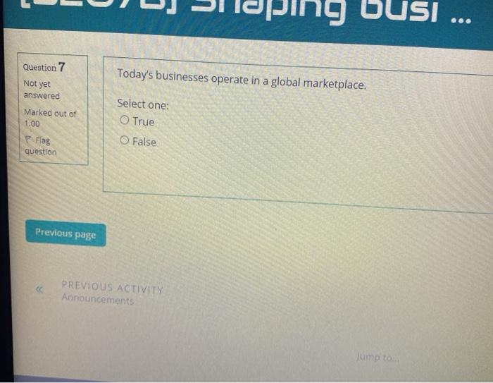 ing busi ISI ... Question 7 Today's businesses