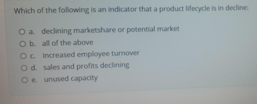 Which of the following is an indicator that a