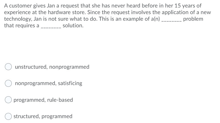 A customer gives Jan a request that she has never