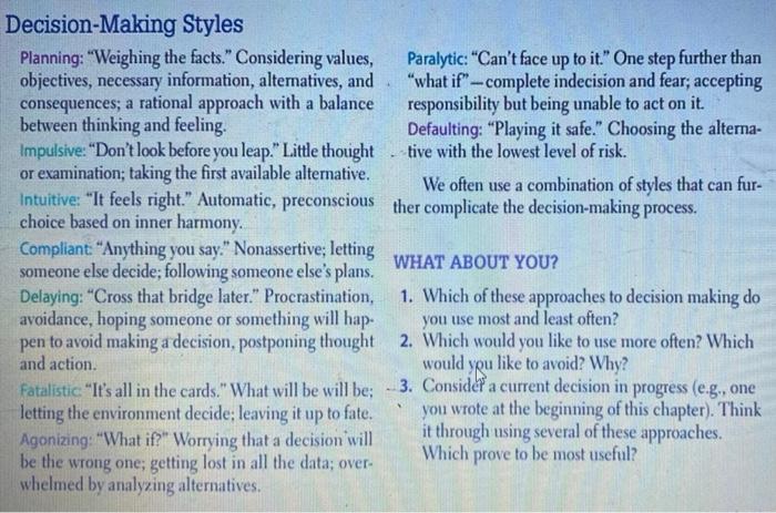 Career Exploring management topic Decision-Making