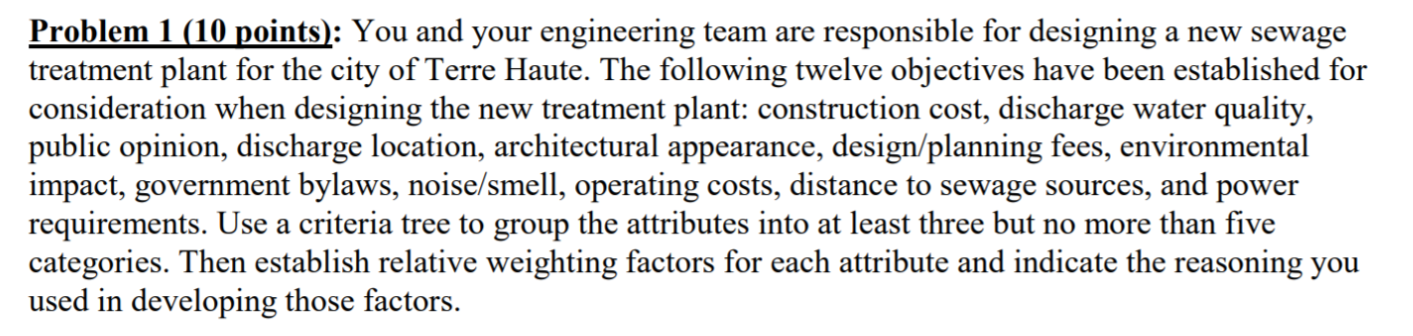 Problem 1 (10 points): You and your engineering
