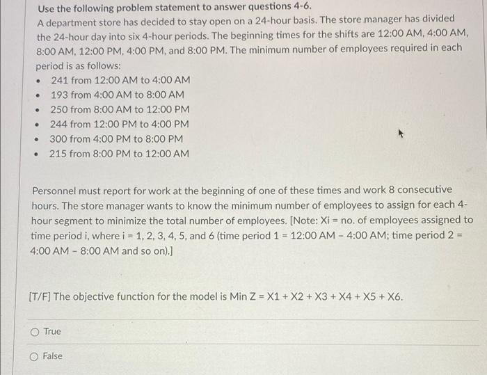 Use the following problem statement to answer