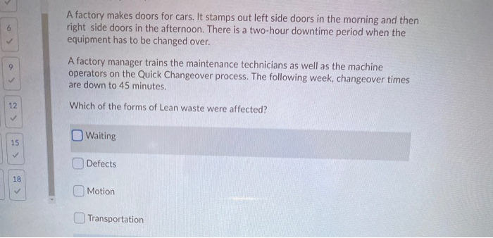 A factory makes doors for cars. It stamps out