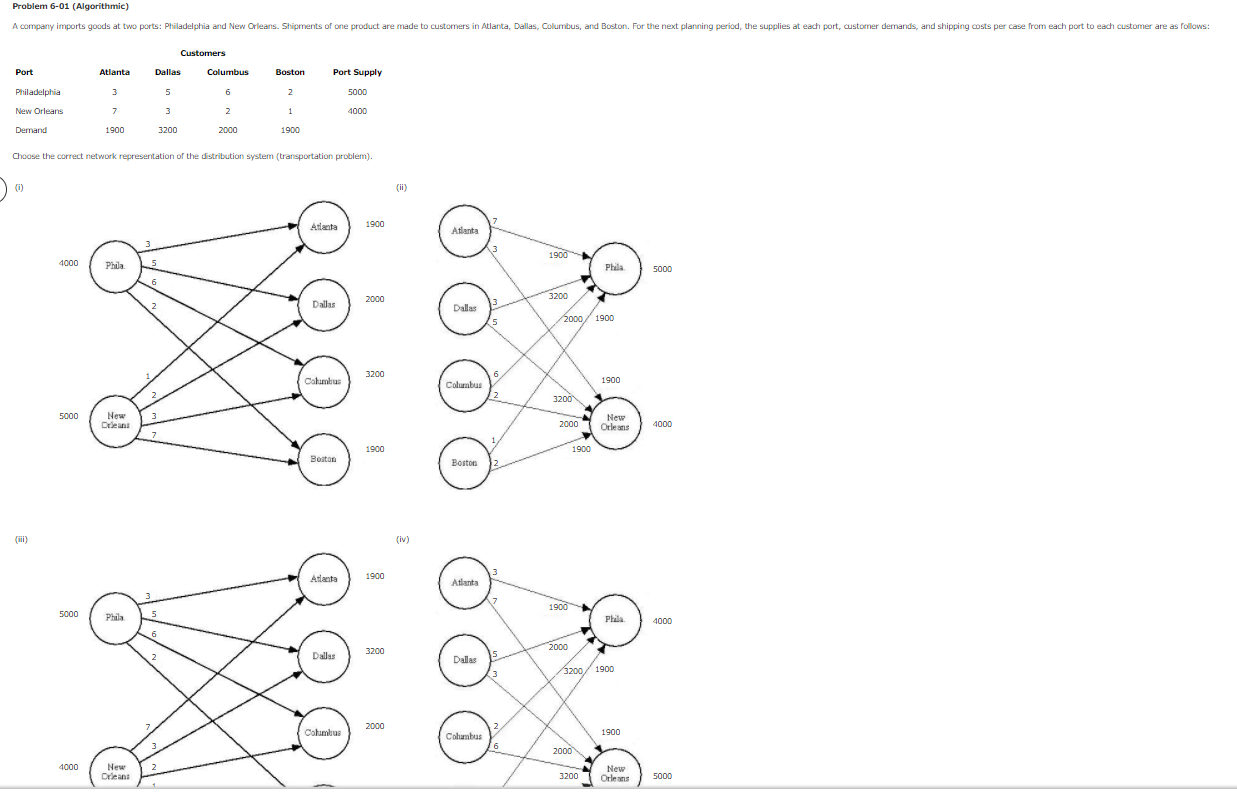 Problem 6-01 (Algorithmic) A company imports