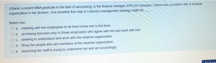 v Lilliana, a recent MBA graduate in the field of