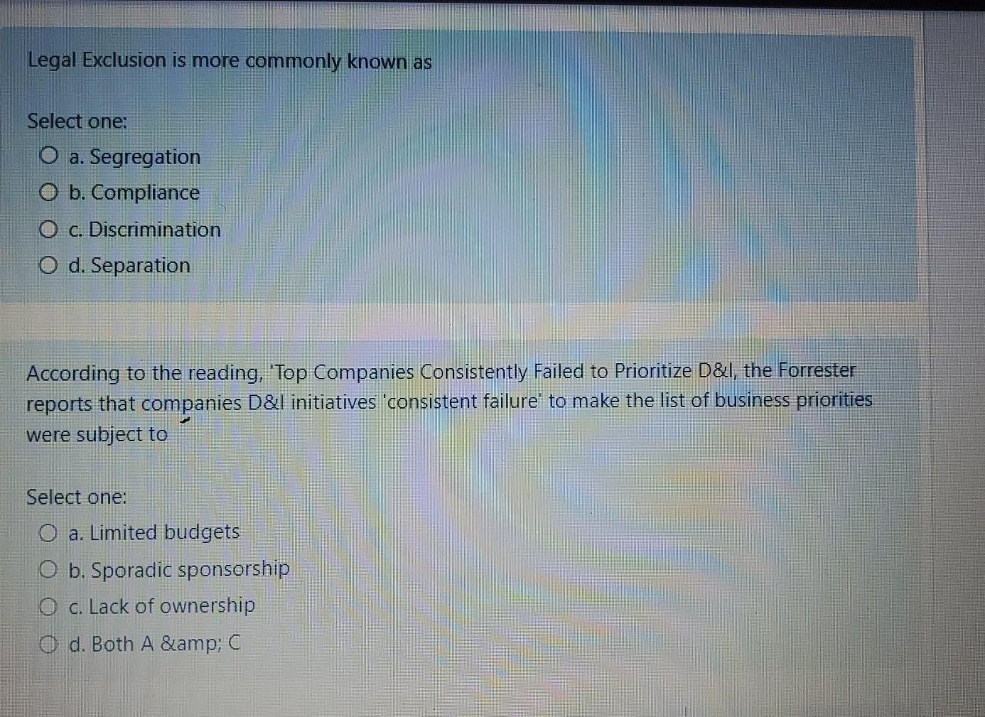 Legal Exclusion is more commonly known as Select