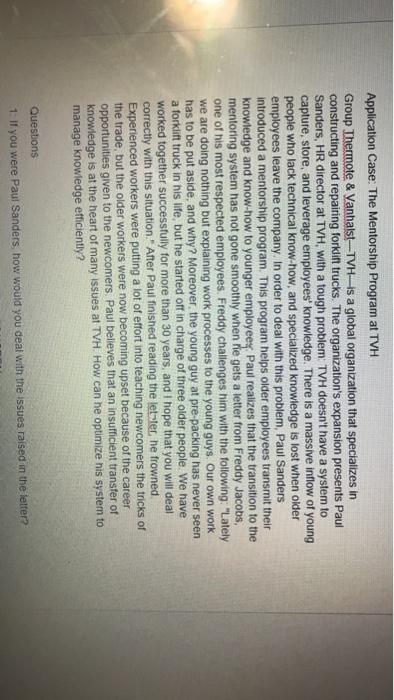 Application Case: The Mentorship Program at TVH