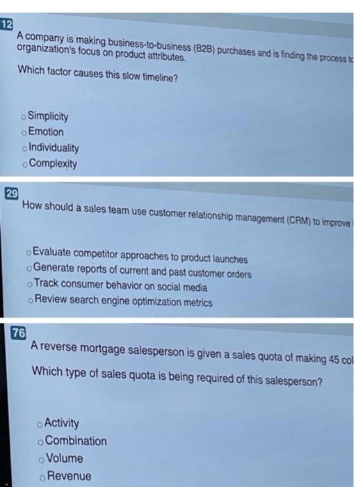 12 A company is making business-to-business (B2B)