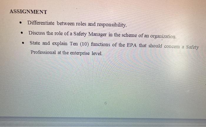 ASSIGNMENT . Differentiate between roles and