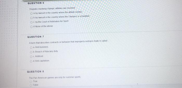 6-8 QUESTION 6 Disputes ning Olympic athites are