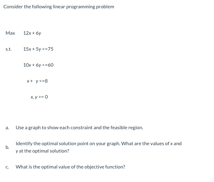 Consider the following linear programming problem