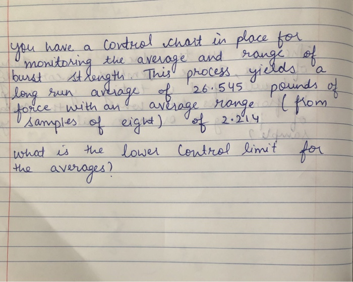 have a you control chart in place for monitoring