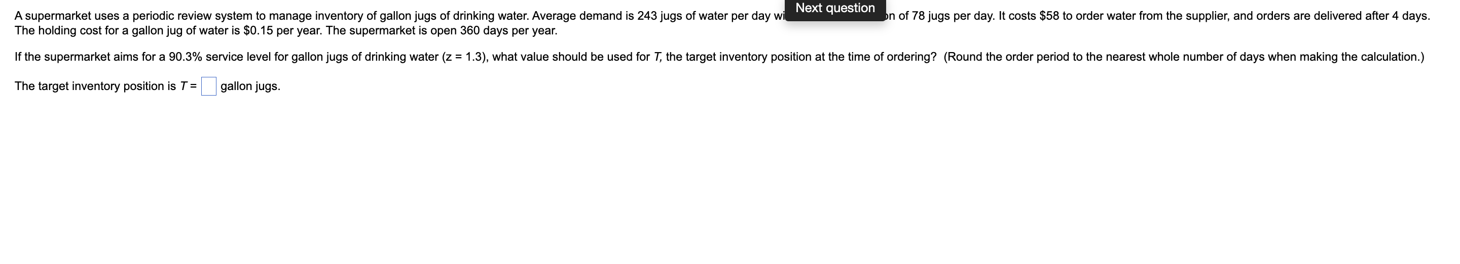 Next question A supermarket uses a periodic