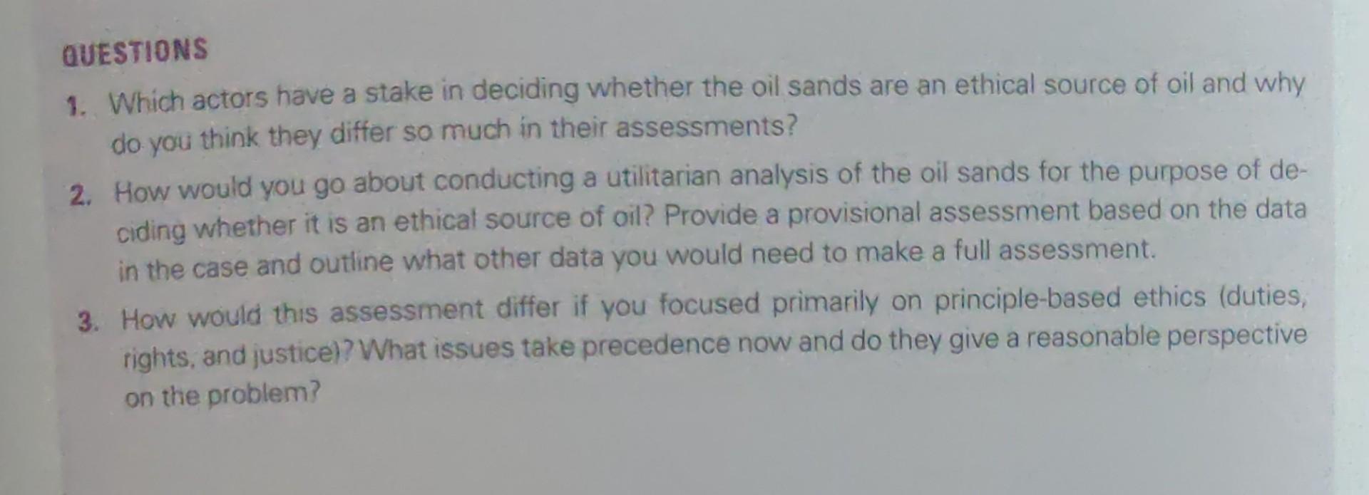 QUESTIONS 1. Which actors have a stake in