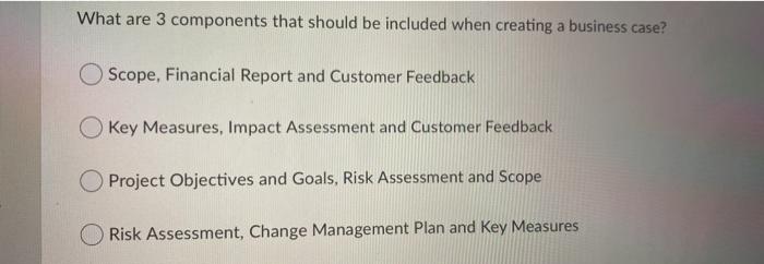 What are 3 components that should be included