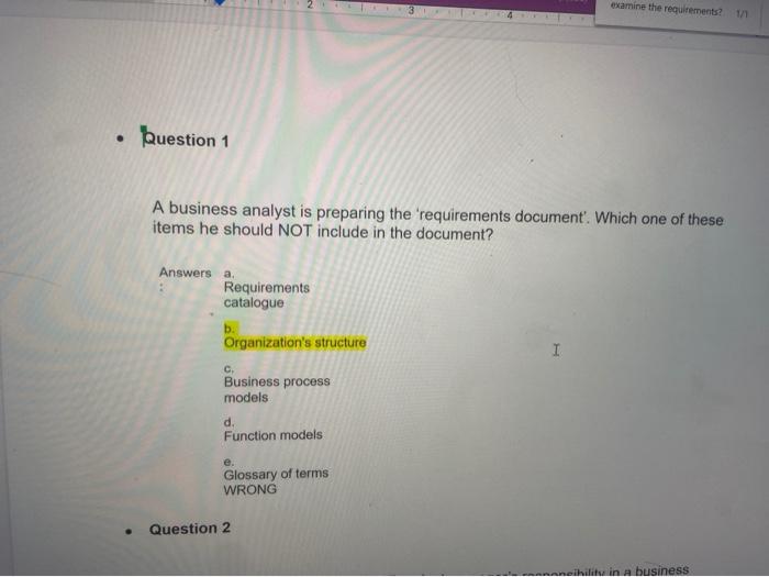 3 examine the requirements? Question 1 A business