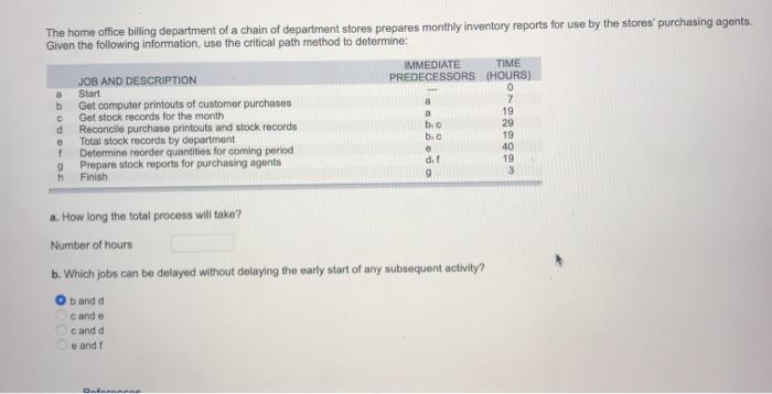 0 The home office billing department of a chain